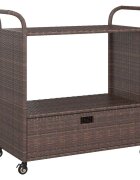 vidaXL Barový vozík se zásuvkou hnědý 100 x 45 x 97 cm polyratan