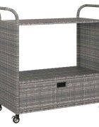 vidaXL Barový vozík se zásuvkou šedý 100 x 45 x 97 cm polyratan