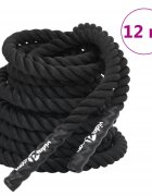 vidaXL Bojové lano černé 12 m 9 kg polyester