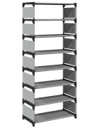 vidaXL Botník 8 úrovně šedý 54x28x124 cm netkaná textilie