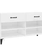 vidaXL Botník bílý s vysokým leskem 102x35x55 cm kompozitní dřevo