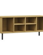 vidaXL Botník s kovovými nohami hnědý 106x35x45 cm masivní dřevo OSLO
