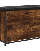 vidaXL Botníková lavice s výklopnou zásuvkou kouřový dub 82x32x56 cm