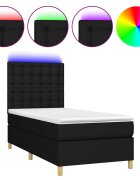 vidaXL Box spring postel s matrací a LED černá 80 x 200 cm textil