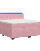 vidaXL Box spring postel s matrací a LED Růžová 160 x 200 cm Samet
