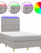 vidaXL Box spring postel s matrací a LED světle šedá 120x200 cm textil