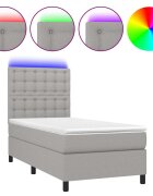 vidaXL Box spring postel s matrací a LED světle šedá 80x200 cm textil