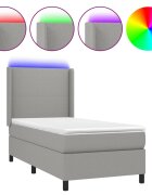 vidaXL Box spring postel s matrací a LED světle šedá 90x190 cm textil