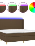 vidaXL Box spring postel s matrací a LED tmavě hnědá 200x200 cm textil