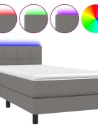 vidaXL Box spring postel s matrací a LED tmavě šedá 80 x 200 cm textil