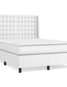 vidaXL Box spring postel s matrací bílá 140 x 190 cm umělá kůže