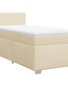 vidaXL Box spring postel s matrací krémová 90x200 cm textil