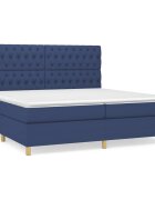 vidaXL Box spring postel s matrací modrá 200x200 cm textil