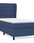 vidaXL Box spring postel s matrací modrá 90x200 cm textil
