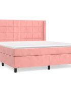 vidaXL Box spring postel s matrací růžová 160x200 cm samet