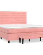 vidaXL Box spring postel s matrací růžová 180x200 cm samet