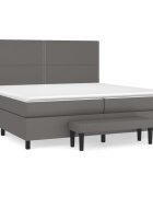 vidaXL Box spring postel s matrací šedá 200x200 cm umělá kůže