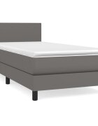 vidaXL Box spring postel s matrací šedá 90x190 cm umělá kůže