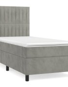 vidaXL Box spring postel s matrací světle šedá 90x200 cm samet