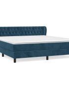 vidaXL Box spring postel s matrací tmavě modrá 180x200 cm samet