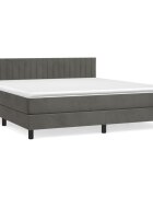 vidaXL Box spring postel s matrací tmavě šedá 160x200 cm samet