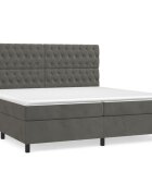vidaXL Box spring postel s matrací tmavě šedá 200x200 cm samet