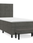 vidaXL Box spring postel s matrací tmavě šedá 80 x 200 cm samet