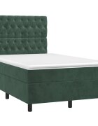 vidaXL Box spring postel s matrací tmavě zelená 120x190 cm samet