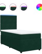vidaXL Box spring postel s matrací tmavě zelená 80 x 200 cm samet