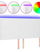 vidaXL Čelo postele s LED bílé 183 x 16 x 118/128 cm umělá kůže