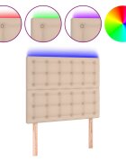 vidaXL Čelo postele s LED cappuccino 80x5x118/128 cm umělá kůže