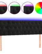 vidaXL Čelo postele s LED černé 163 x 16 x 78/88 cm samet