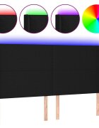 vidaXL Čelo postele s LED černé 183 x 16 x 118/128 cm textil