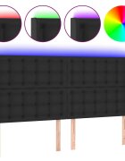 vidaXL Čelo postele s LED černé 183 x 16 x 118/128 cm umělá kůže