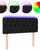 vidaXL Čelo postele s LED černé 90 x 7 x 78/88 cm textil