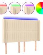 vidaXL Čelo postele s LED krémové 147 x 16 x 118/128 cm textil