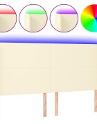 vidaXL Čelo postele s LED krémové 163 x 16 x 118/128 cm umělá kůže