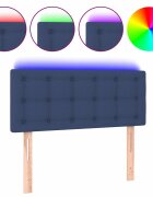 vidaXL Čelo postele s LED modré 90x5x78/88 cm textil