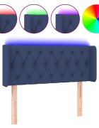 vidaXL Čelo postele s LED modré 93 x 16 x 78/88 cm textil