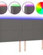 vidaXL Čelo postele s LED šedé 183 x 16 x 118/128 cm umělá kůže