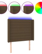 vidaXL Čelo postele s LED tmavě hnědé 93 x 16 x 118/128 cm textil