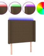 vidaXL Čelo postele s LED tmavě hnědé 93 x 16 x 118/128 cm textil
