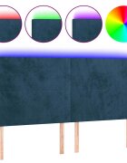 vidaXL Čelo postele s LED tmavě modré 200x5x118/128 cm samet
