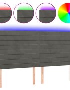 vidaXL Čelo postele s LED tmavě šedé 160x5x118/128 cm samet