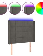 vidaXL Čelo postele s LED tmavě šedé 93 x 16 x 118/128 cm samet
