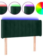 vidaXL Čelo postele s LED tmavě zelené 103 x 16 x 78/88 cm samet