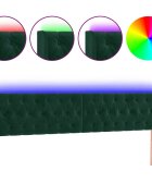 vidaXL Čelo postele s LED tmavě zelené 183 x 16 x 78/88 cm samet