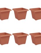 vidaXL Čtvercový květináč 6 ks Cihlově červená 20 x 20 x 16 cm Plast