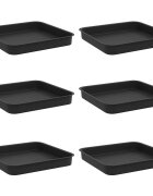 vidaXL Čtvercový květinový tác 6 ks Černá 15 x 15 x 2 cm Plast