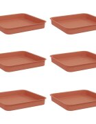 vidaXL Čtvercový květinový tác 6 ks Cihlově červená 15 x 15 x 2 cm